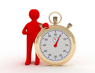 man and stop watch. 3d illustration