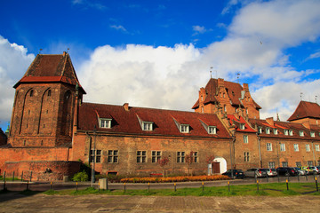 Old house ftom red brick in Gdansk.