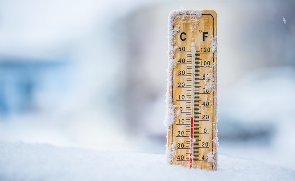 Thermometer On A Frozen Window And Cold Weather Outside. Stock Photo,  Picture and Royalty Free Image. Image 36540055.