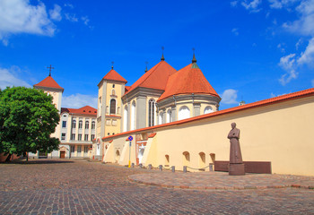 Beautiful Pazhayslissky monastery in Kaunas on summer.