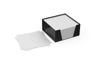 Blank note paper plastic holder mock-up on isolated white background, 3d illustration