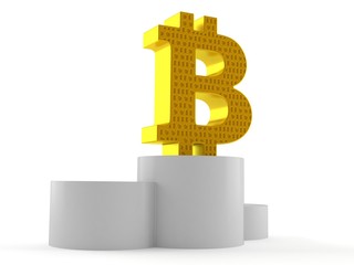 Bitcoin symbol on podium