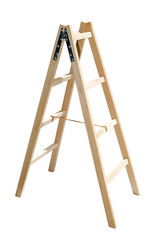 Studio Shot Of Wooden Ladders Isolated On White Background 