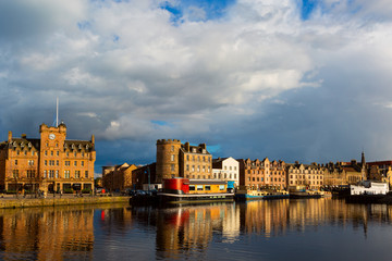 Fototapeta premium The Quayside in Port of Leith, the historic district of Edinburgh City