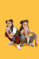 Nice pleasant girl showing the OK sign