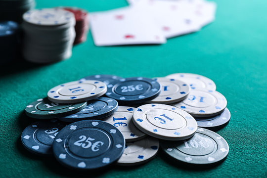 Chips on table in casino