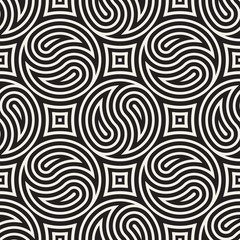 Seamless vector pattern geometric background. Geometric lines lattice. Rounded repeating abstract design elements.