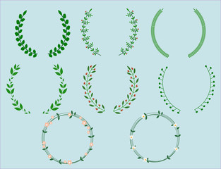 Set of color wreaths and borders