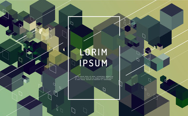 Abstract vector background. Modern composition with cube and lines shape and place for text or message.