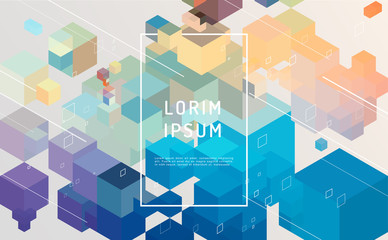 Abstract vector background. Modern composition with cube and lines shape and place for text or message.