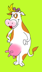 Funny illustration of a cow