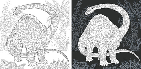 Coloring pages with Brontosaurus dinosaur © Sybirko
