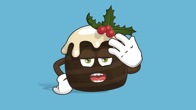 Cartoon Christmas Cake Facepalm Upset Grumble with Face Animation Alpha Matte