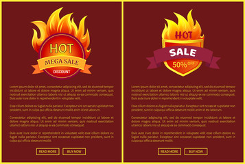 Mega Sale Burning Labels with Info About Discounts