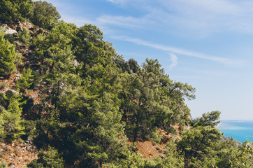 Beautiful view of the Mediterranean seashore. The Lycian Way trekking near Patara, Turkey.