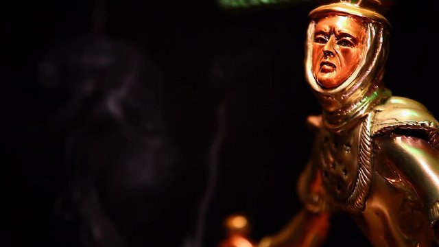 shaman figure smoke dark background hd footage 