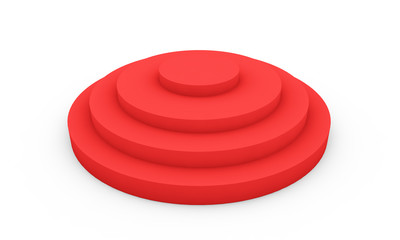 Empty red podium 3d illustration on white background