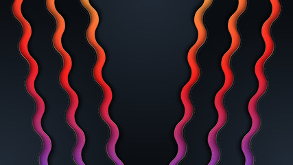Bright paper cut background with waves layers.