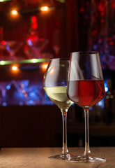 Wineglasses in night bar