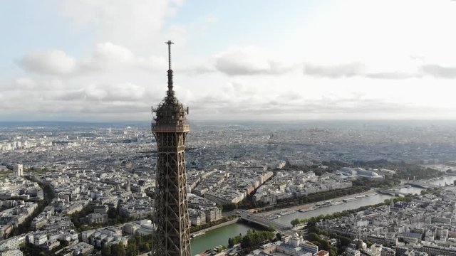 France Paris Aerial Top deck view of Eiffel Tower