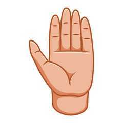 Hand gestures, great design for any purposes. Stop sign. Gesture line icon. Hand gestures illustration. Number five. Human vector gestures. White background.