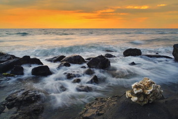 Romantic sunset in Balinese beach
