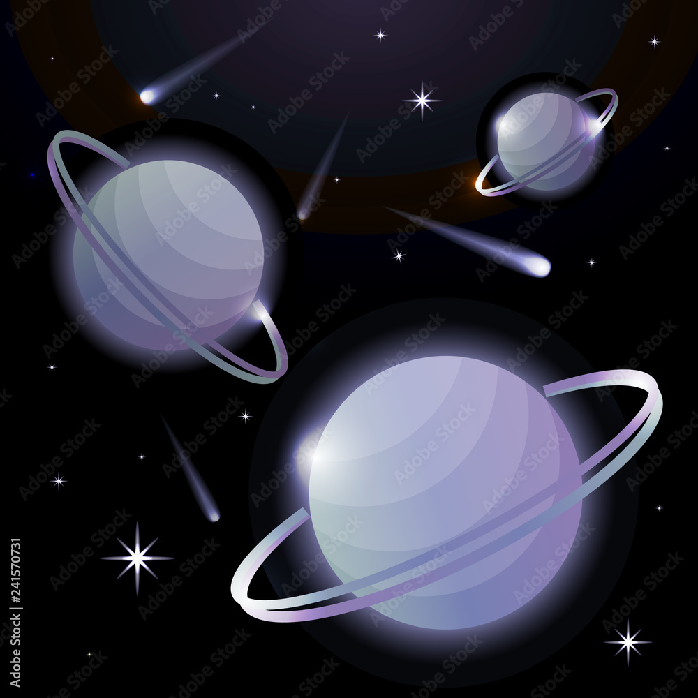 Canvas Prints fantastic space background with planets with ring, stars and comets. astronomy and space, celestial 