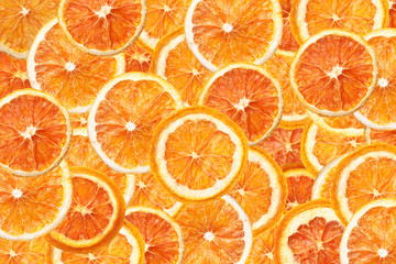 Dry orange slices pattern background.