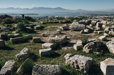 beautiful panorama with old ruins near the castle of San Michele in Cagliari - Sardinia.