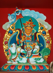Fresco of Guru Rinpoche in a Tibetan monastery