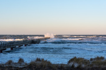 Sturmflut an der Ostsee in Prerow