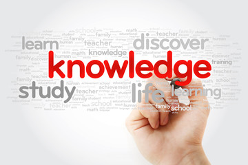 KNOWLEDGE word cloud with marker, education concept background