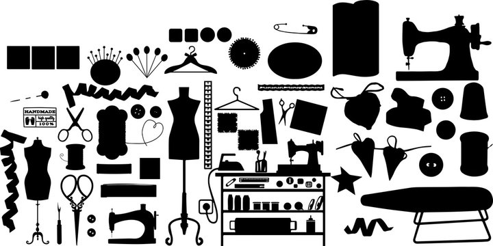 裁縫道具のシルエット Stock ベクター Adobe Stock