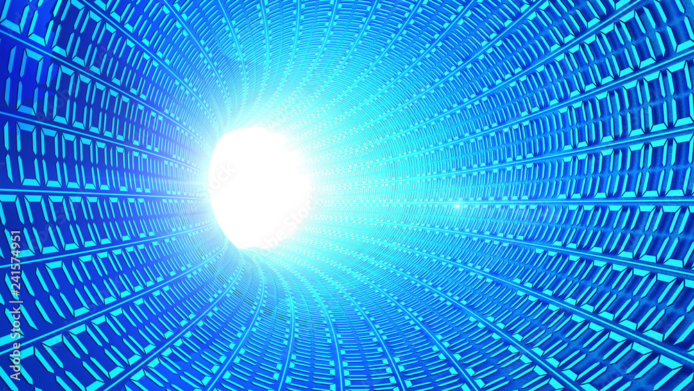 Aufkleber binary code numbers in blue abstract speed motion in highway tunnel with light flare for futuristic 
