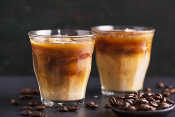 Iced coffee in glasses