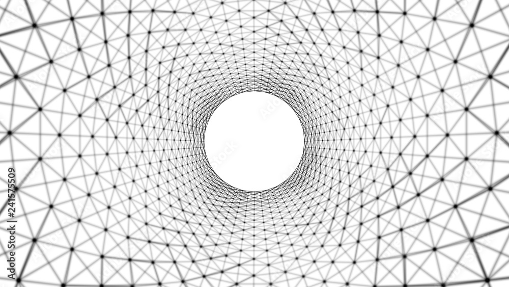 Poster circles spiral of architecture structure tunnel shape on white background, optical illusion. abstrac