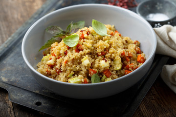 Quinoa cooked with pumpkin and basil