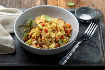 Quinoa cooked with pumpkin and basil
