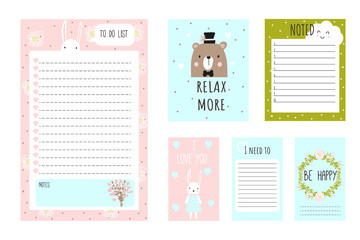 Postcards, notes, labels, tags with spring illustrations. Template for packaging, greetings, invitations. List of cases. Hand-drawn