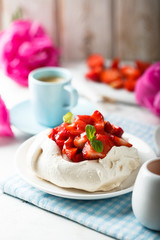 Strawberry Pavlova dessert
