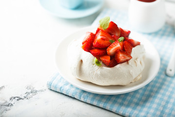 Strawberry Pavlova dessert