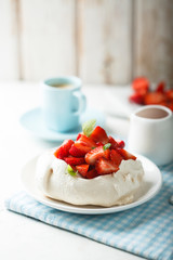 Strawberry Pavlova dessert