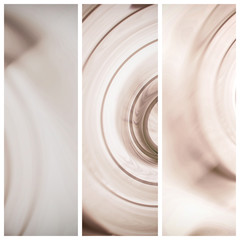 Lines movement. Set of vertical banners. Abstract triptych for home decor. Beige, brown and white color.