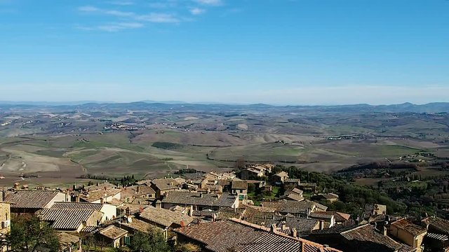 Panorama of the Chianti countryside around Montalcino in 4k