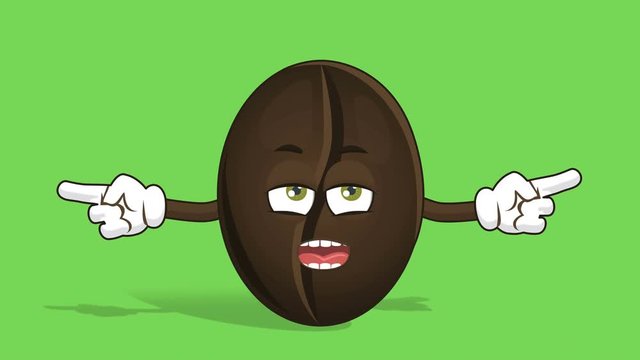 Cartoon Coffee Bean Unhappy Double Pointer Grumble Speak with Face Animation Alpha Matte