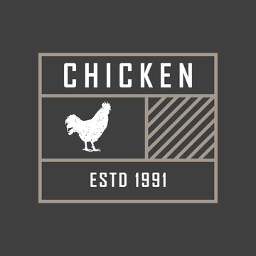 Premium chicken logo. Labels, badges and design elements. Retro style. Vector Illustration.