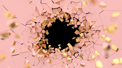 Abstract of cracked surface. 3d render background with broken shape.