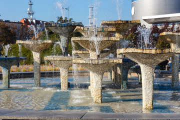 fountain in  the harbor at Baltic Sea, Gdynia