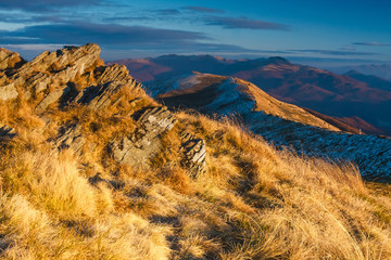 Sunset over Bieszczady Mountains, south east Poland