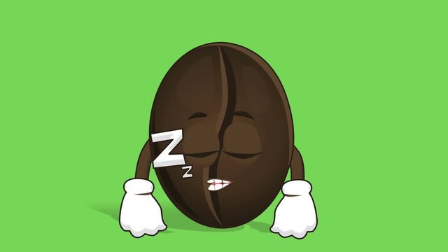 Cartoon Coffee Bean Sleep Snore with Face Animation Alpha Matte